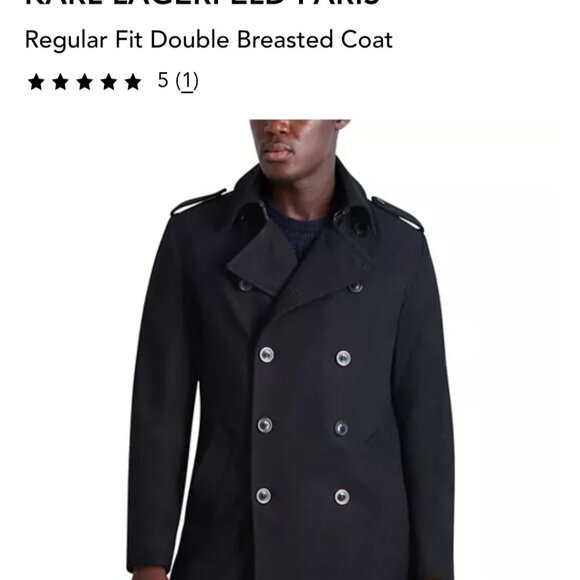 NEW Karl Lagerfeld Paris Double Beasted Coat XXL Black - Picture 2 of 7